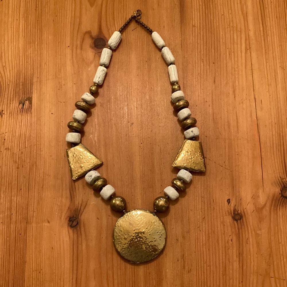 White and gold statement necklace